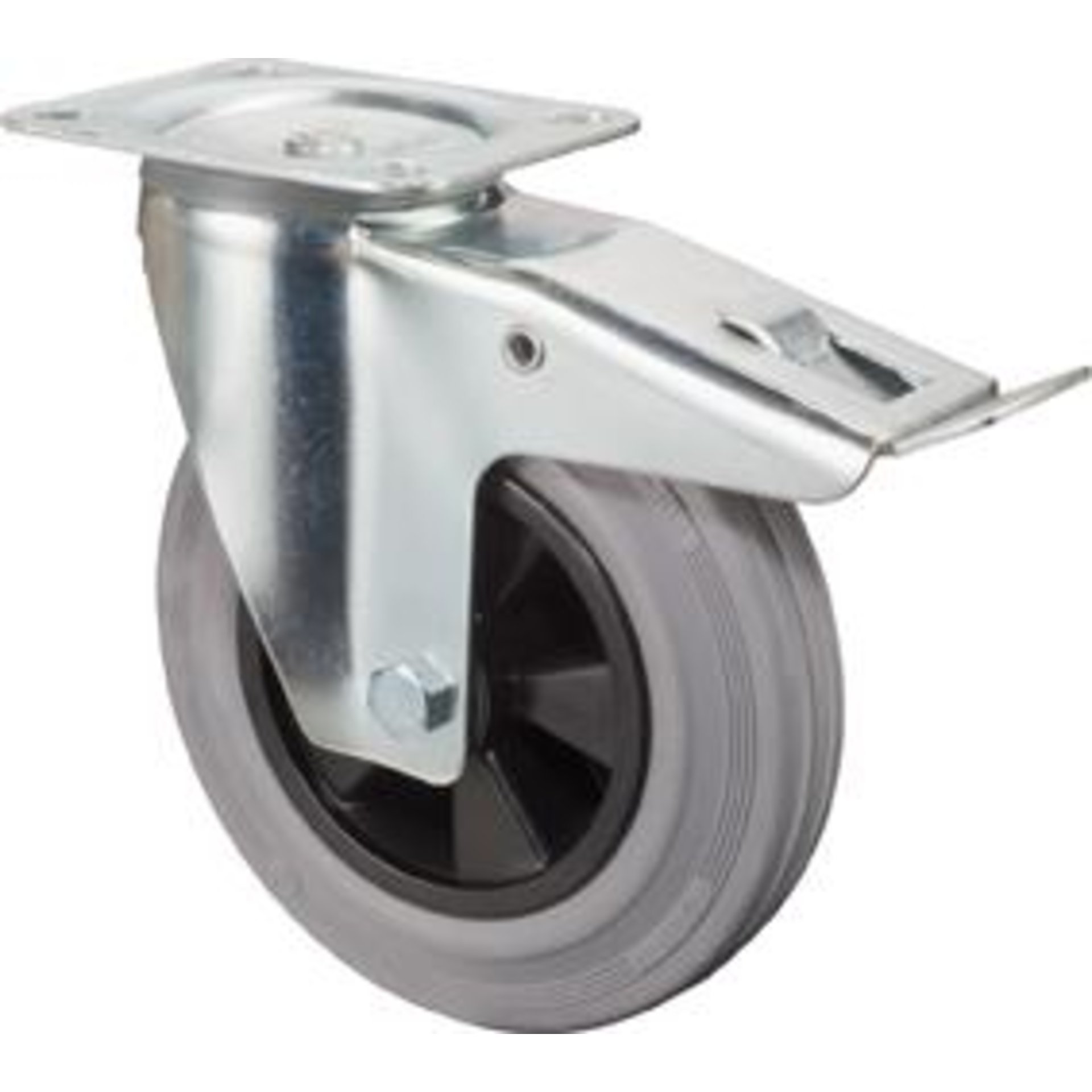 Lenkrolle 200mm L420.B46 Platte,Gummi grau,RL,FestL420.B46.200 BS ROLLEN