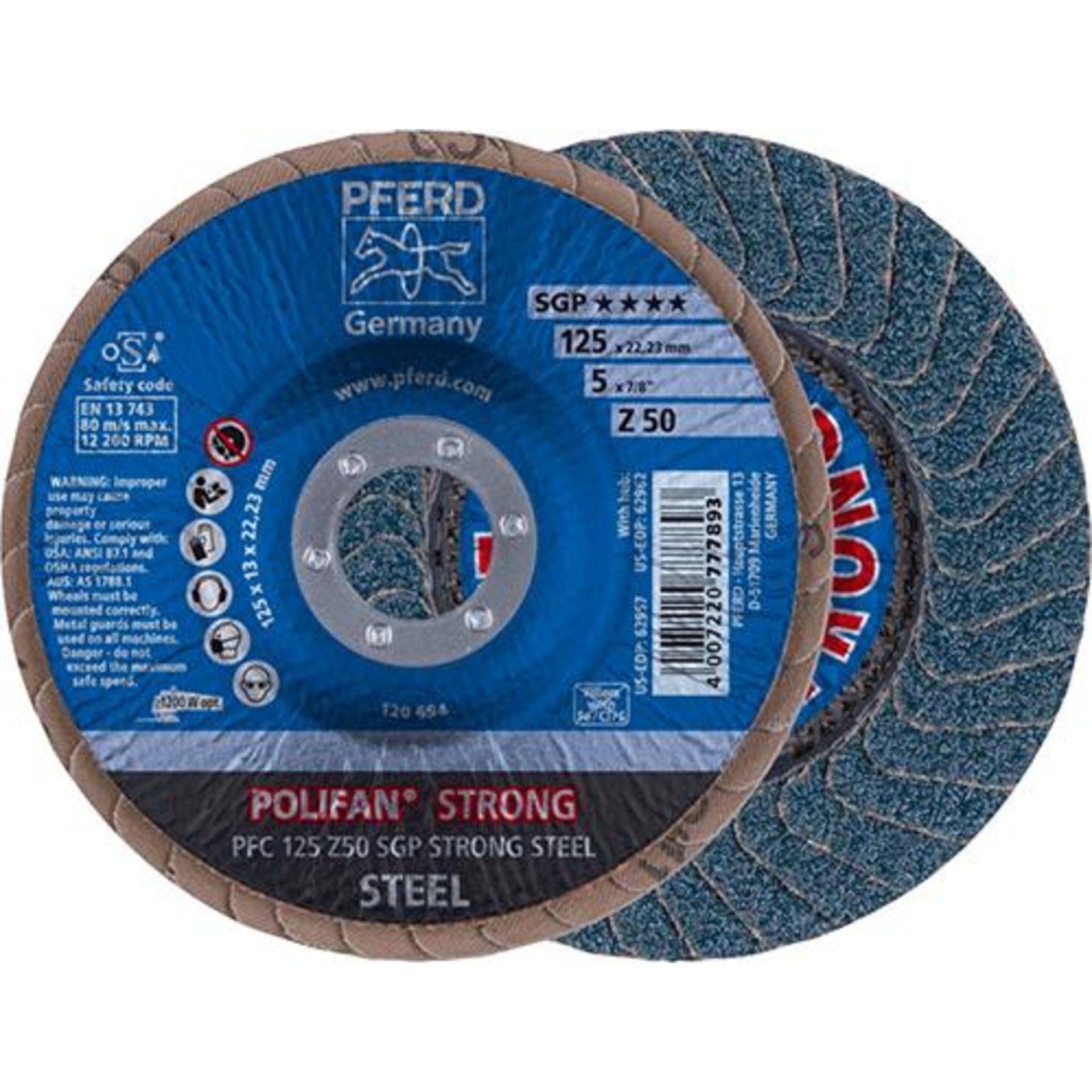 Fächerschleifscheibe Z 50SGP STRONG 125mm K50 Pferd