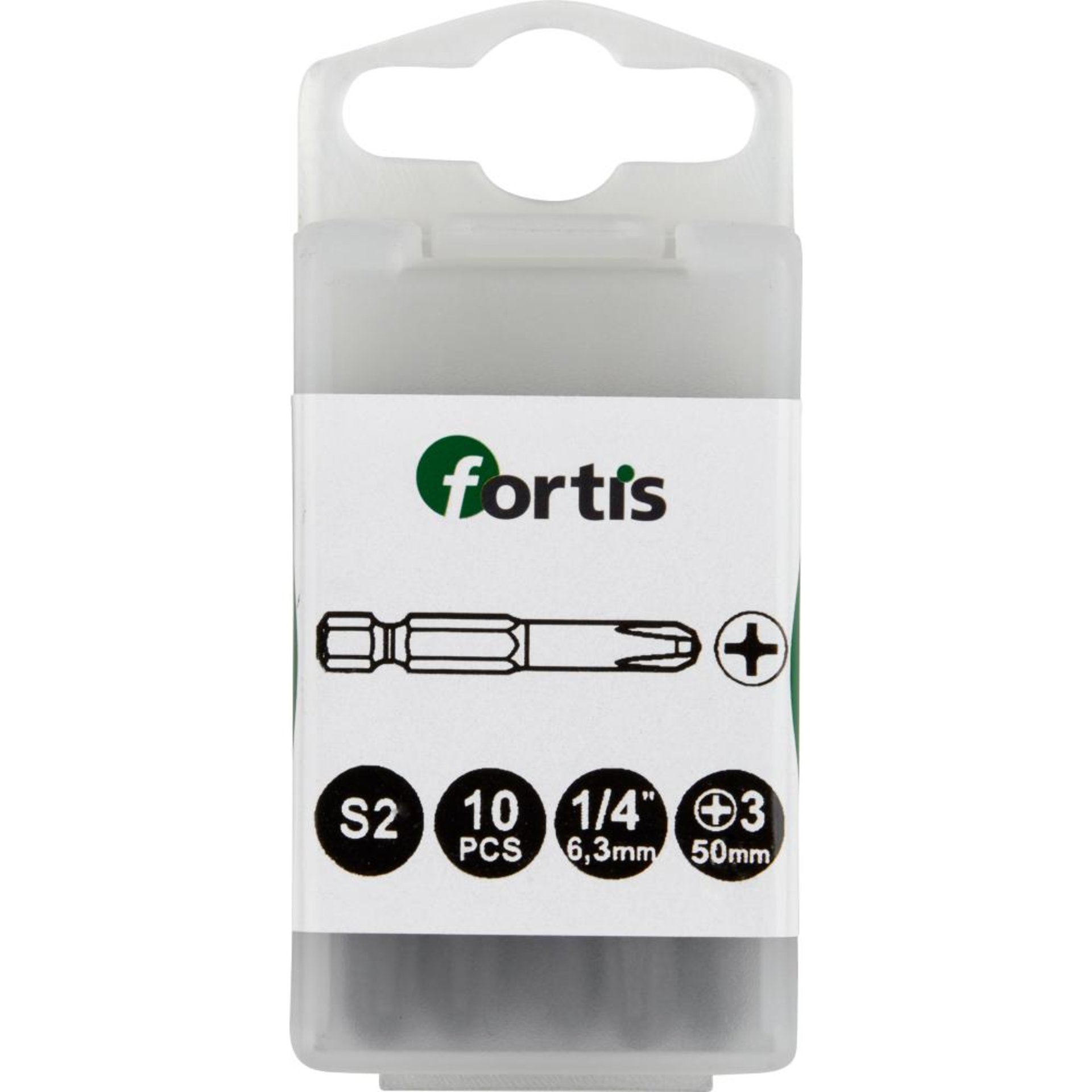 Bit zähhart 1/4" DIN3126 E6,3 PH3x50mm 10er Pack FORTIS