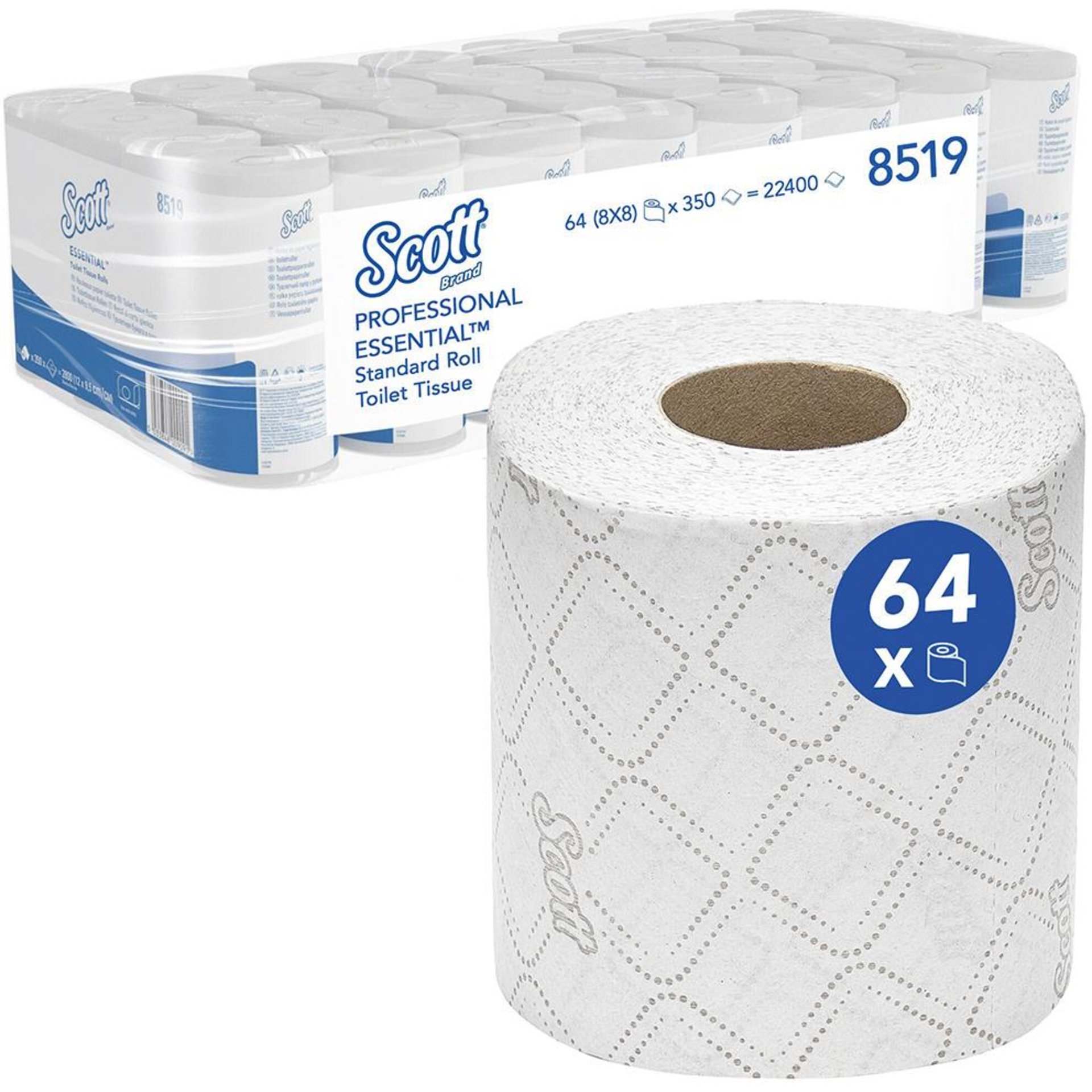 SCOTT 350 Toilet-Tissue 2lag. hochweiß 8x350Bl.