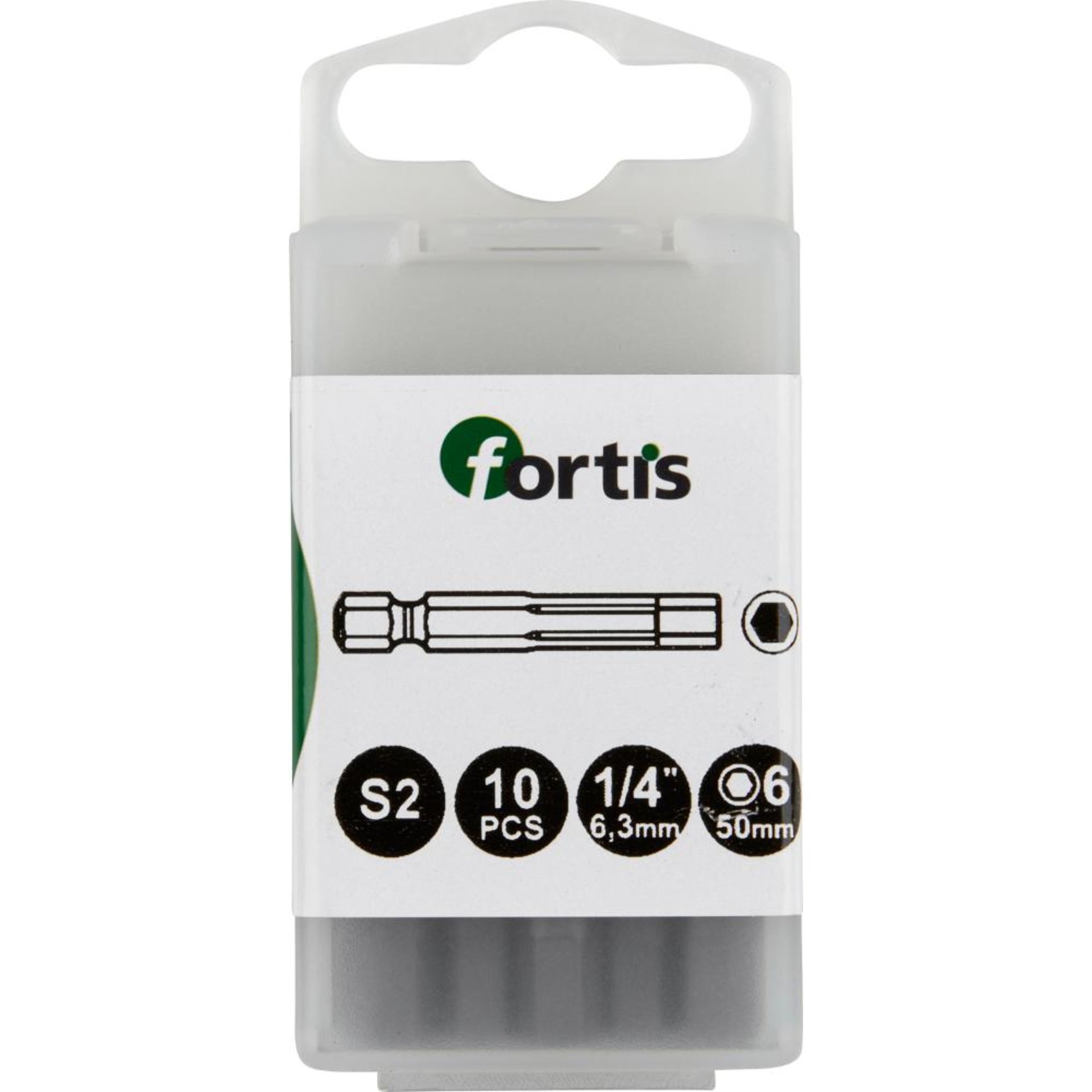Bit zähhart 1/4" DIN3126 E6,3 Innensechskant 6x50mm 10er Pack FORTIS