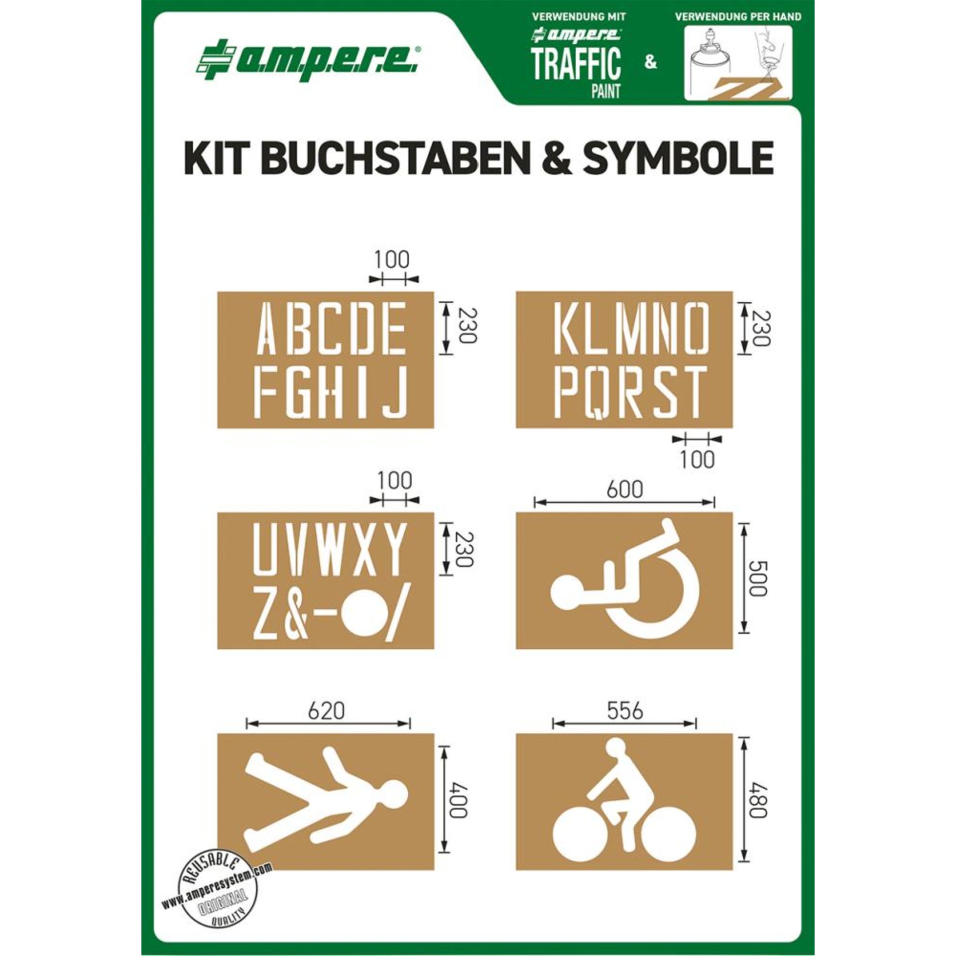 Schablonenset Schablonen KIT Buchstaben und Symbole a.m.p.e.r.e.