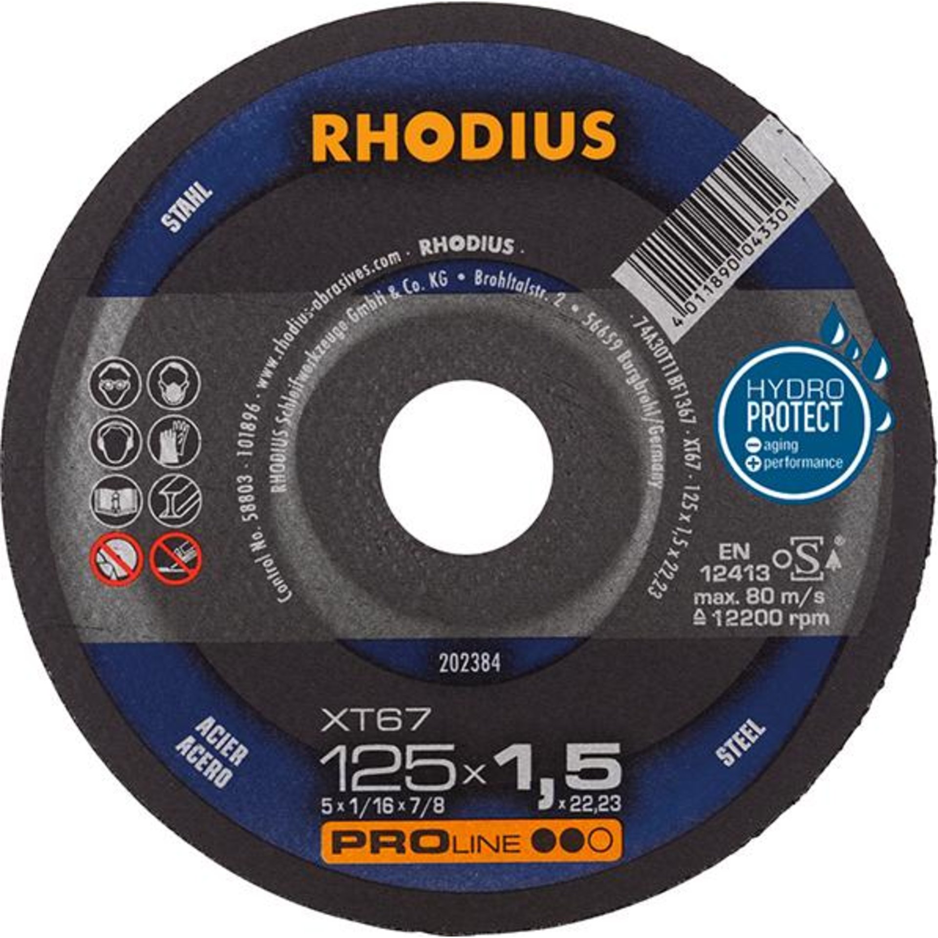 Trennscheibe XT67 125 x 1,5mm ger. Rhodius