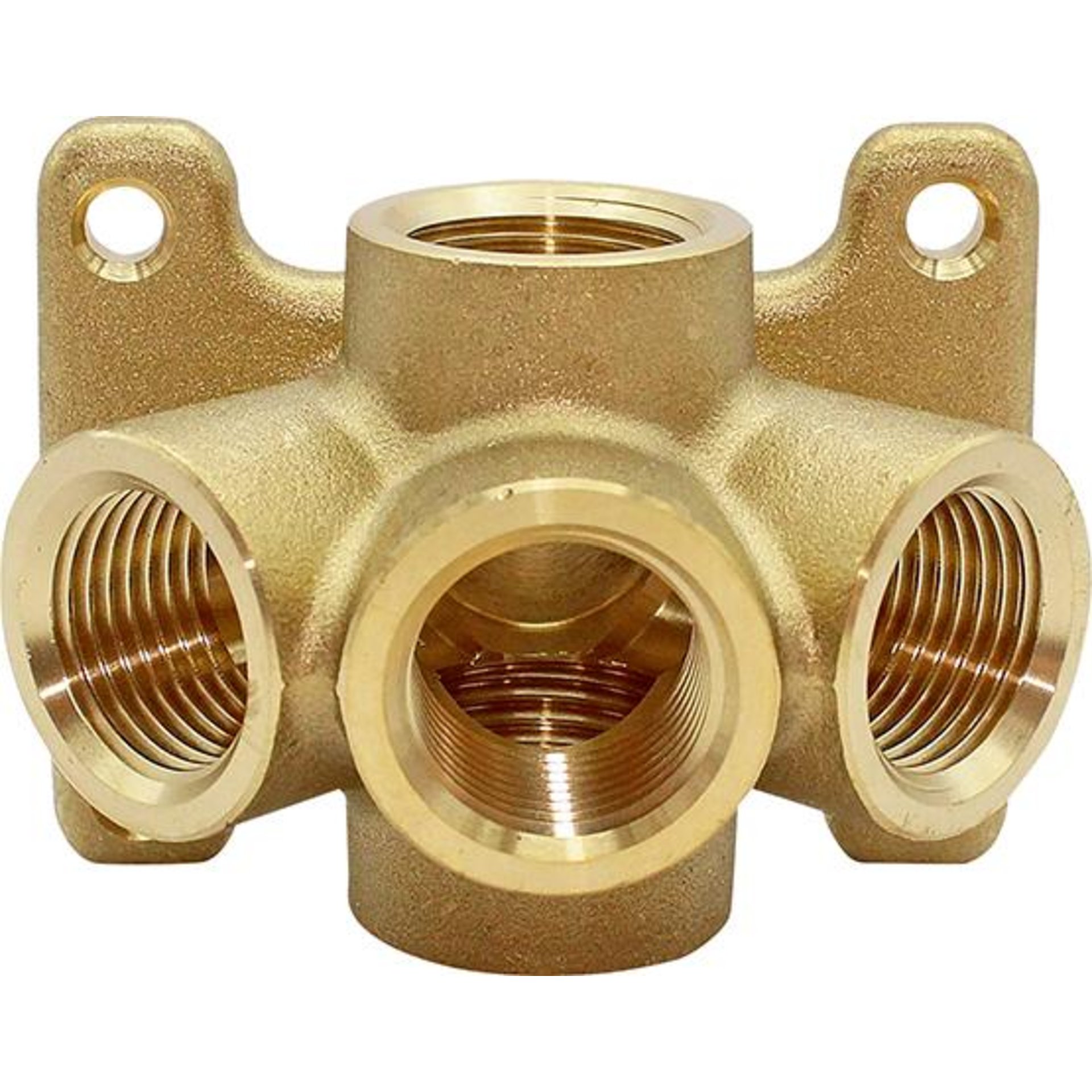Verteiler zur Wandbefestigung, Messing, 5 x G1/2" IG, 3 Anschl. vorne, RIEGLER