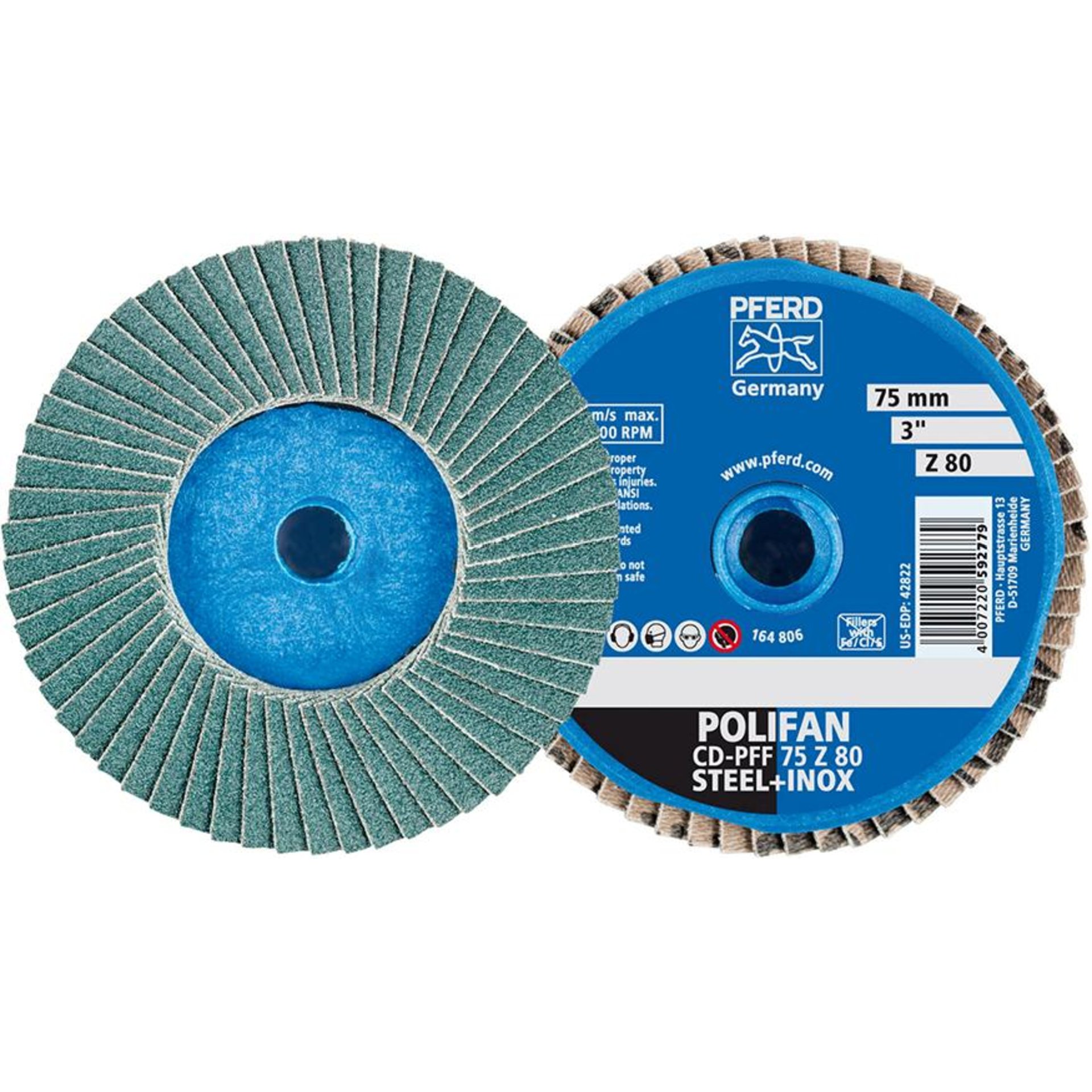Mini-Polifan COMBIDISC 75mm K 80 Zirkon Pferd