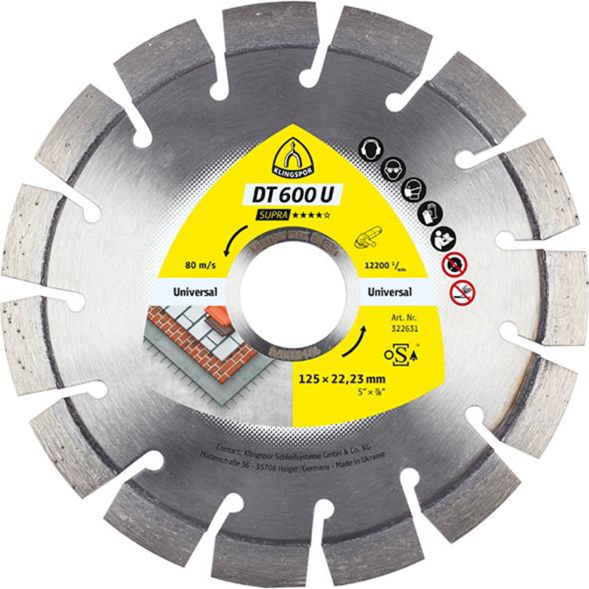 Diamanttrennscheibe DT/SUPRA/DT600U/S/125X2,4X22,23/15K/9 KLINGSPOR