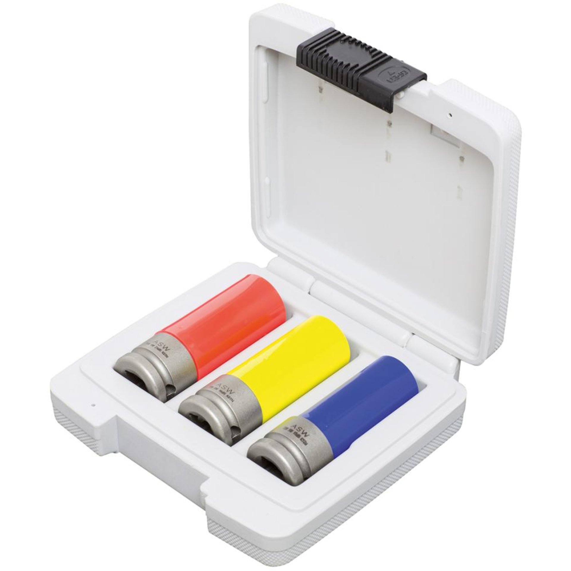 Kraft- Steckschlüsseleinsatz- Satz mit Kunststoff-Hülse1/2" 3-teilig ASW