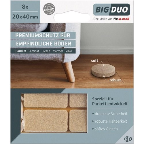 Parkettgleiter BIGDUO kleb. 40x20mm Inh.8 St.