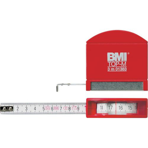 Taschenbandmaß weiß mit Edelstahlsohle 3mx13mm BMI