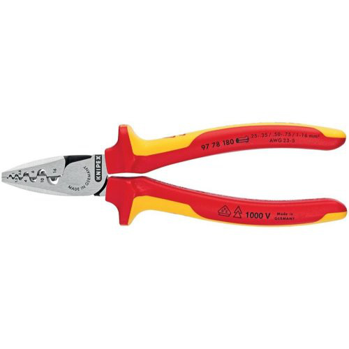 Aderendhülsenzange VDE 2-Komponenten-Griffen 180mm 0,25-16qmm KNIPEX