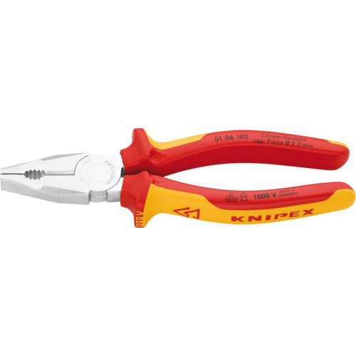 Kombinationszange VDE verchromt mit Mehrkomponenten-Griffen 190mm KNIPEX