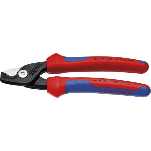 Kabelschere mit Mehrkomponenten-Griffen 160mm schlanke Kopfform KNIPEX