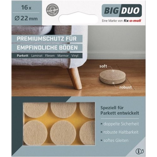 Parkettgleiter BIGDUO kleb. 22mm Inh.16 St.