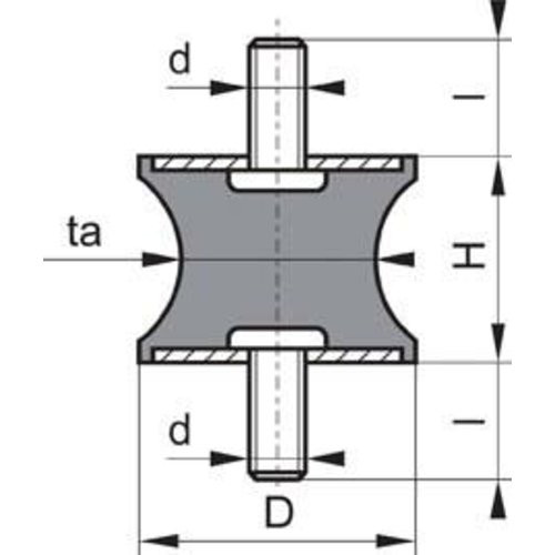 Gummi Puffer Tailliert A GP AT 40x50 M8x23