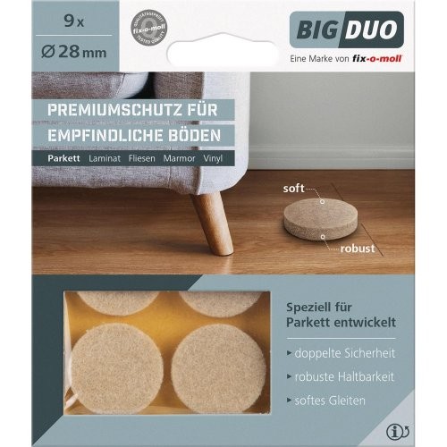 Parkettgleiter BIGDUO kleb. 28mm Inh.9 St.