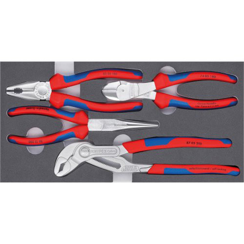 Zangen-Satz Basic verchromt mit Schaumeinlage 4-teilig KNIPEX