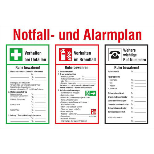 Notfall- und Alarmplan Kunststoff (PVC)