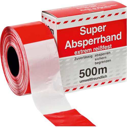 Absperrband 500 m-Rolle rot/weiß geblockt