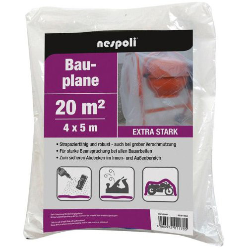 Bauplane 4x5 m transl extra stark, 40 my
