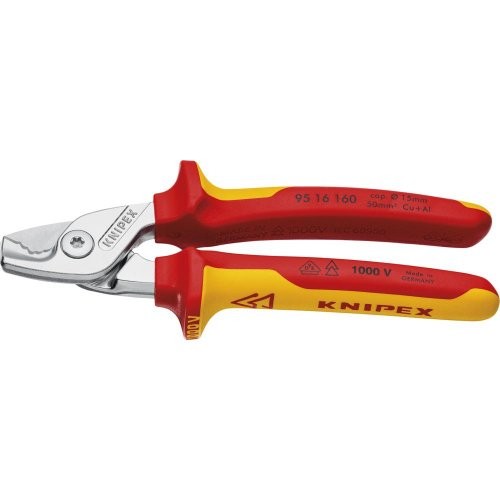 Kabelschere VDE mit Mehrkomponetnen-Griffen 160mm schlanke Kopfform KNIPEX