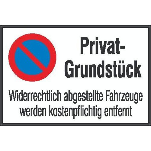 Symbol Privat-Grundstück Aluminium geprägt